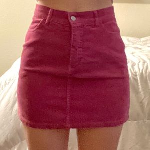 curduroy magenta mini skirt